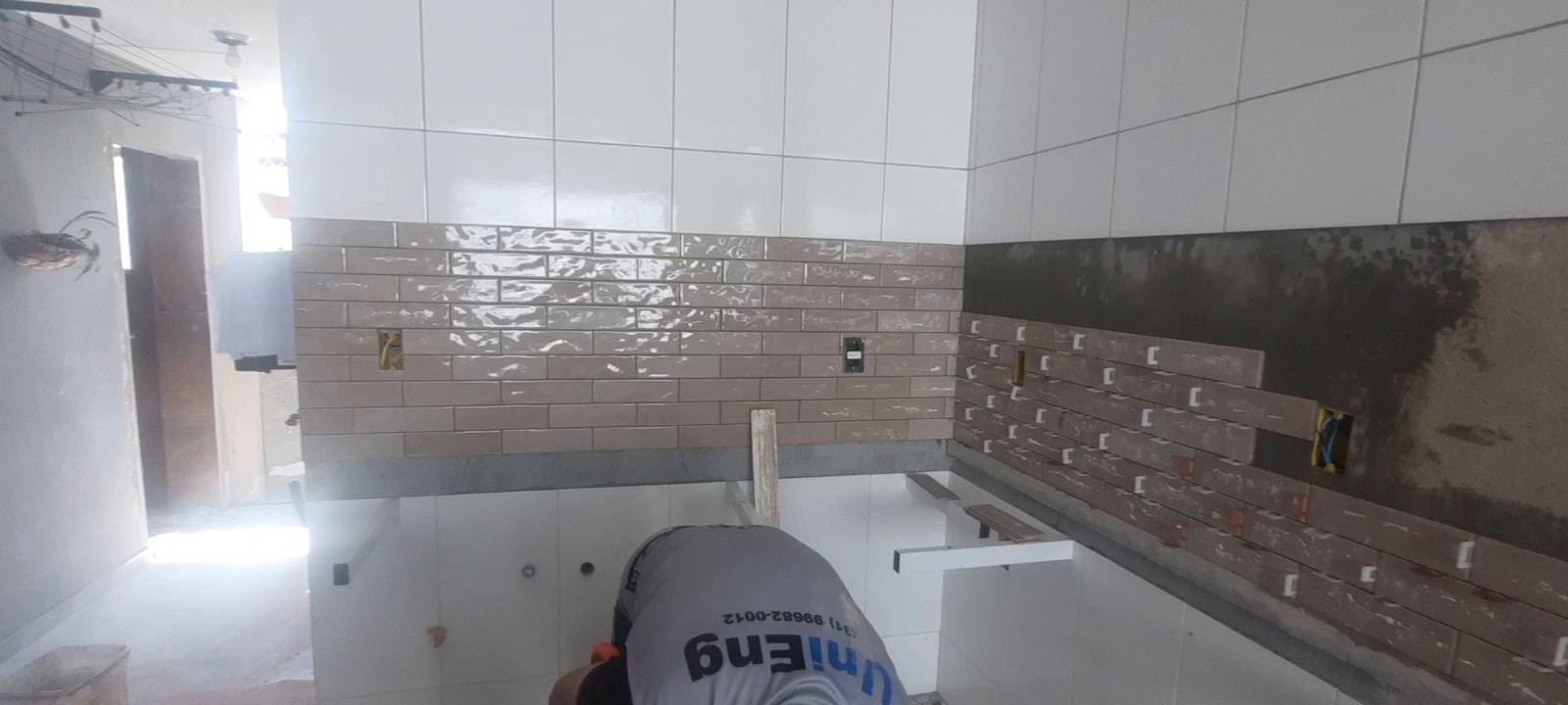 Revestimento executado na cozinha